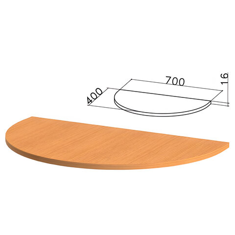 Стол приставной полукруг "Фея", 700х400х750 мм, БЕЗ ОПОРЫ, орех милан,ПФ10.5