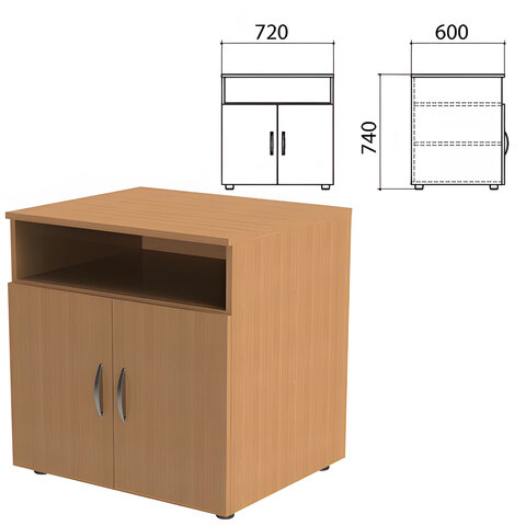 Тумба приставная "Эко", 720х600х740 мм, 2 двери, полка, бук бавария, 400994-55