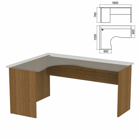Стол компактный ЧАСТЬ 2 "Арго", 1600х1200х760 мм, левый, орех
