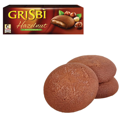 Печенье GRISBI (Гризби) "Hazelnut", с начинкой из орехового крема, 150 г, Италия, 13829