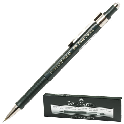 Карандаш механический 0,5 мм, FABER-CASTELL "TK-Fine Executive", ластик, корпус темно-зеленый, 131500