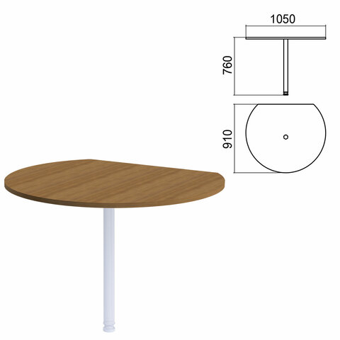 Стол приставной полукруг "Арго", 1050х910 мм, БЕЗ ОПОРЫ, орех