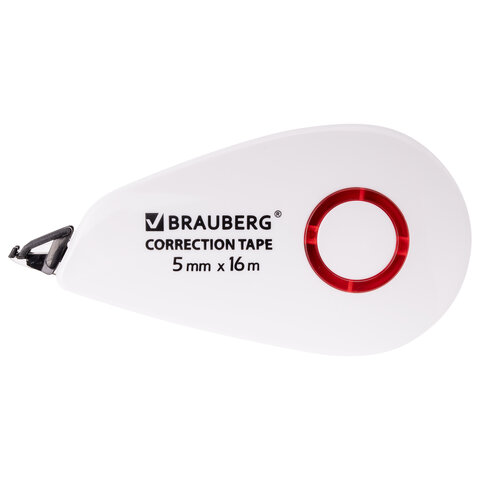 Корректирующая лента BRAUBERG SUPER, 5 мм х 16 м, корпус белый, блистер, 229061