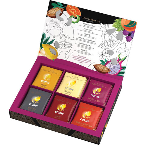 Чай CURTIS (Кёртис) "Dessert Tea Collection", набор 30 пакетиков, ассорти (6 вкусов по 5 пакетиков), 58,5 г, 100933