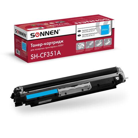 Картридж лазерный SONNEN (SH-CF351A) для HP CLJ Pro M176/177 ВЫСШЕЕ КАЧЕСТВО, голубой, 1000 страниц, 363951