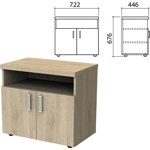 Тумба для оргтехники "Приоритет", 722х446х676 мм, 2 двери, полка, кронберг, К-928, К-928 кронберг