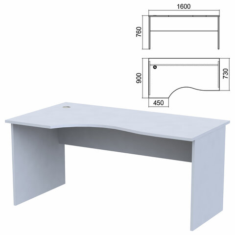 Стол эргономичный "Арго", 1600х900х760 мм, левый, серый (КОМПЛЕКТ)