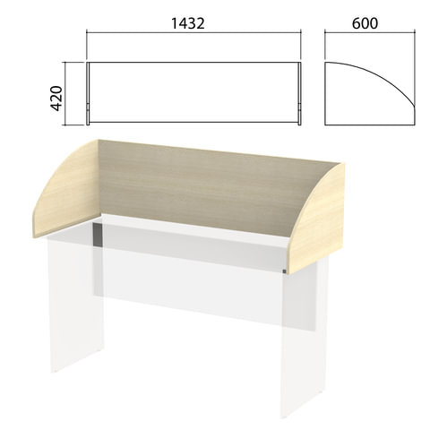 Экран-перегородка "Канц" 1432х600х420 мм, цвет дуб молочный (КОМПЛЕКТ)