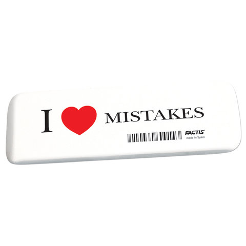 Ластик большой FACTIS "I love mistakes" (Испания), 140х44х9 мм, прямоугольный, скошенные края, GCFGE16C