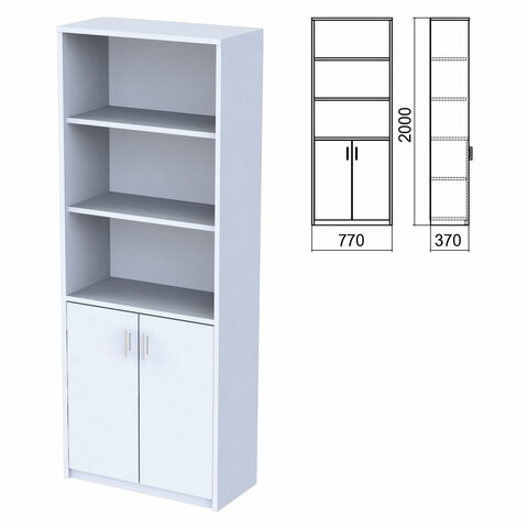 Шкаф полузакрытый "Арго", 770х370х2000 мм, 2 двери, 4 полки, серый